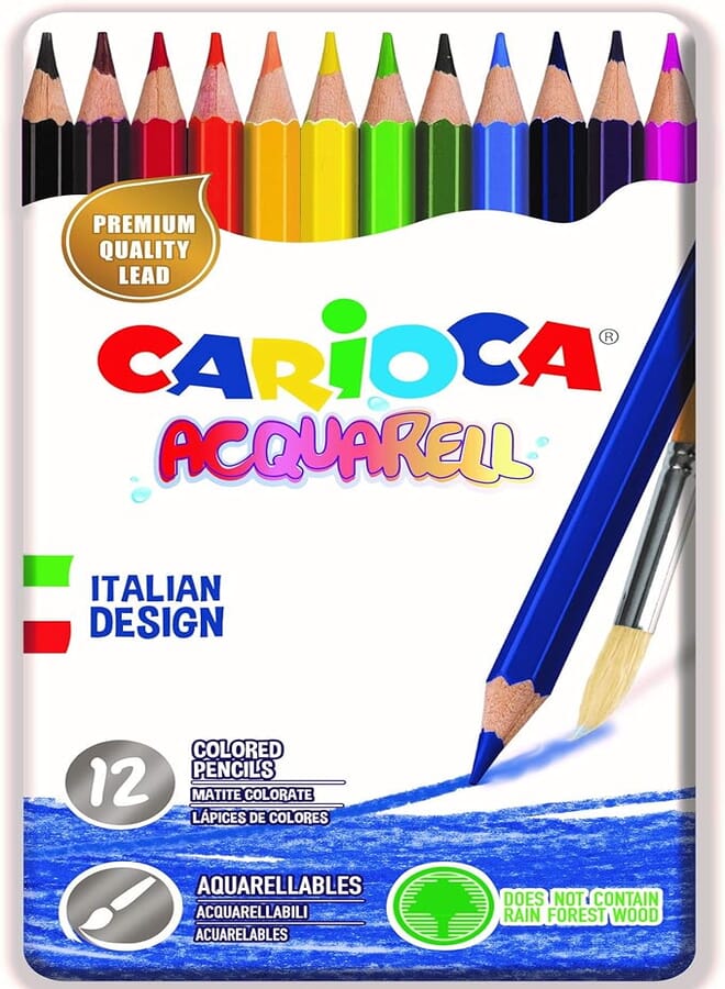 Carioca Acquarell Metal Box of 12 Pencils